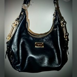 Michael kors black leather studded hobo handbag